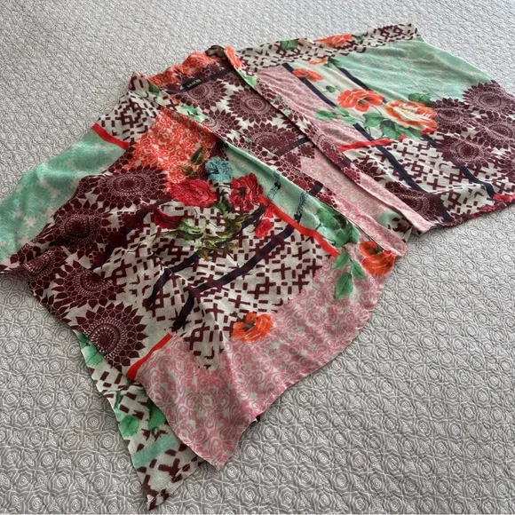 Saachi Artsy Twill Weaved Kimono Wool & Silk Open Cardigan Shrug Boho One Size - Picture 9 of 14